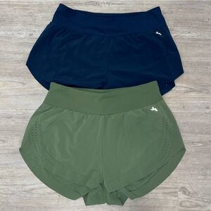 JoyLab High Waisted Laser Cut Shorts Navy Blue Olive Green M athletic set of 2